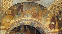 The Last Judgement: Hetoimasia, Mother of God, John the Baptist, Adam and Eve, the angels, the apostles Peter and Paul, 1408, rublev