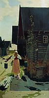 In the village. Girl with a bucket, 1898, ryabushkin