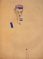 Man with Blue Headband and Hand on Cheek, 1909, schiele
