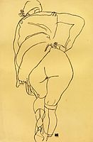 Semi Nude, Back View, 1918, schiele