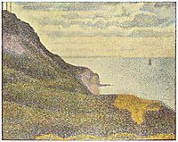 Port-en-bessin, les grues et la percee, 1888, seurat