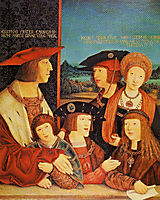 Portrait of Emperor Maximilian and His Family , 1515, strigel