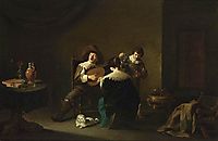 Interior with a Gentleman Playing a Lute and a Lady Singing, c.1641, teniers
