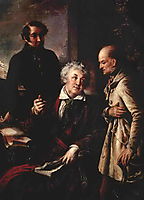 Portrait of Fedor Semenovich Moslov with Employees of Stud Farm, c.1830, tropinin