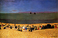 The Beach with Honfleur gold Beach with Multitude off figures, 1919, vallotton