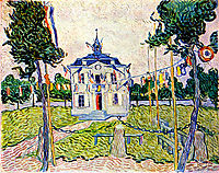 Auvers Town Hall in 14 July 1890, 1890, vangogh