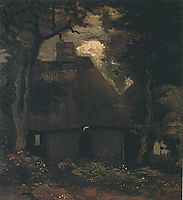 Cottage with Trees and Peasant Woman, 1885, vangogh