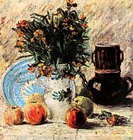 Vase with Flowers, Coffeepot and Fruit, 1887, vangogh