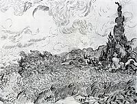 Wheat Field with Cypresses at the Haude Galline near Eygalieres, 1889, vangogh