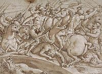 Defence of Ponte Rozzo on the river Ticino in 1524, vasari