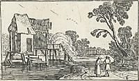 Path along a river with building on stilts, c.1614, veldeesaias