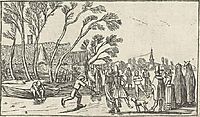 Skaters on the ice at a farm, c.1614, veldeesaias