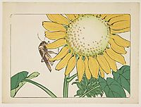 Grasshopper and sunflower, 1877, zeshin