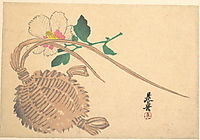 Straw Basket for Fish and Mokuge Flower, 1875, zeshin