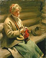 Girl knitting, 1901, zorn